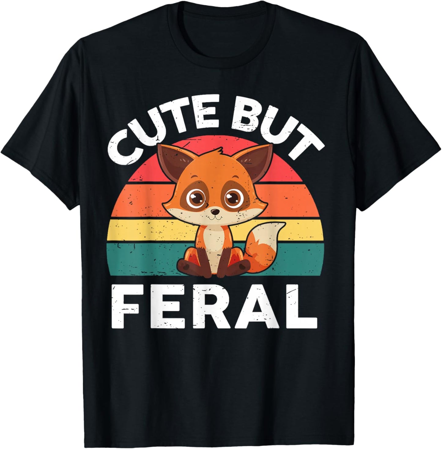 Retro Cute But Feral Funny Fox-Shirt Toddler Boy Girl Kids T-Shirt - T-Shirt | Black