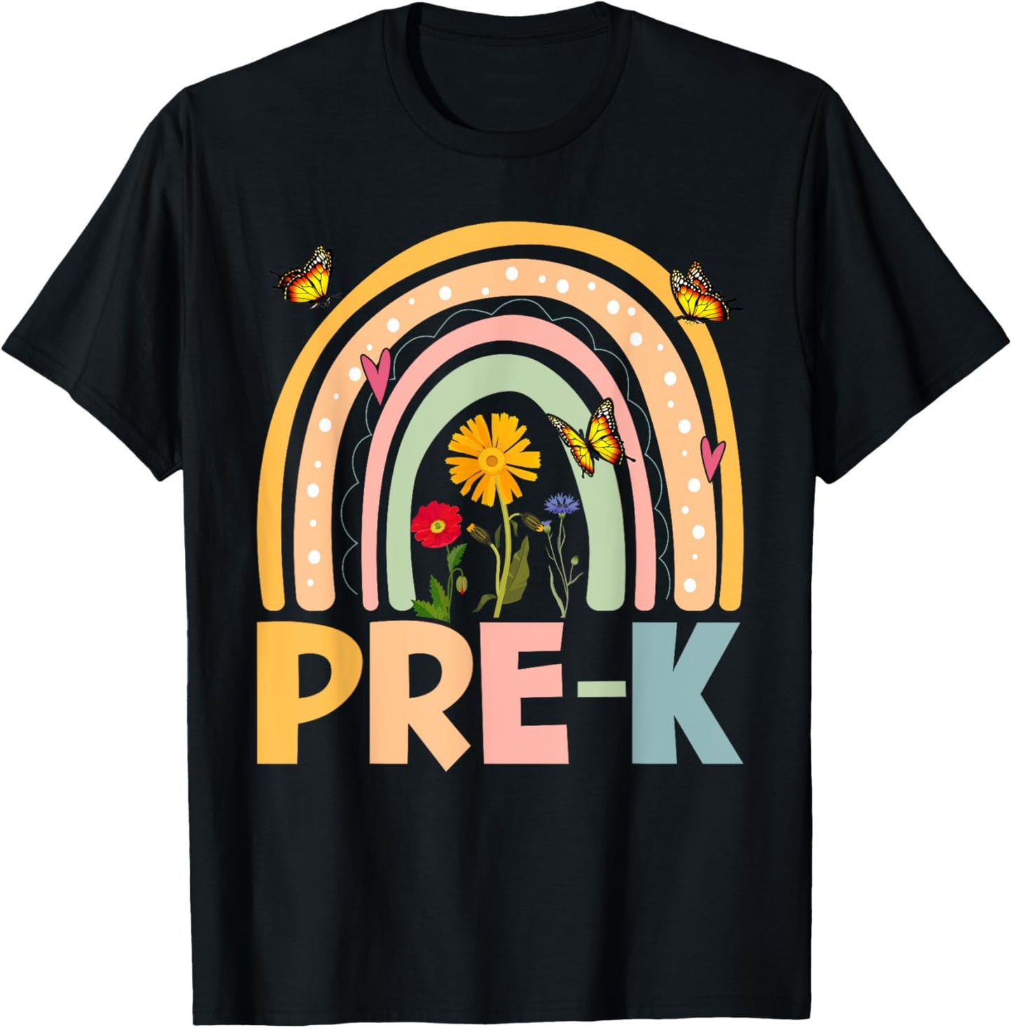 Wildflower Pre-K Preschool Team Floral Teacher Girls T-Shirt - T-Shirt | Black