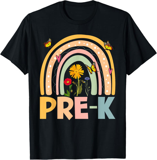 Wildflower Pre-K Preschool Team Floral Teacher Girls T-Shirt - T-Shirt | Black