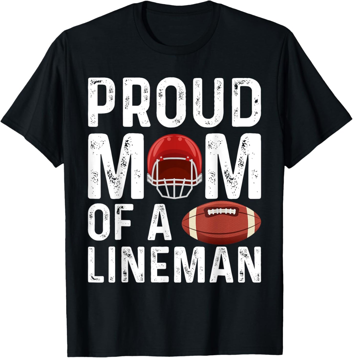 Women's Proud Mom Of A Lineman Football T-Shirt - T-Shirt | Black
