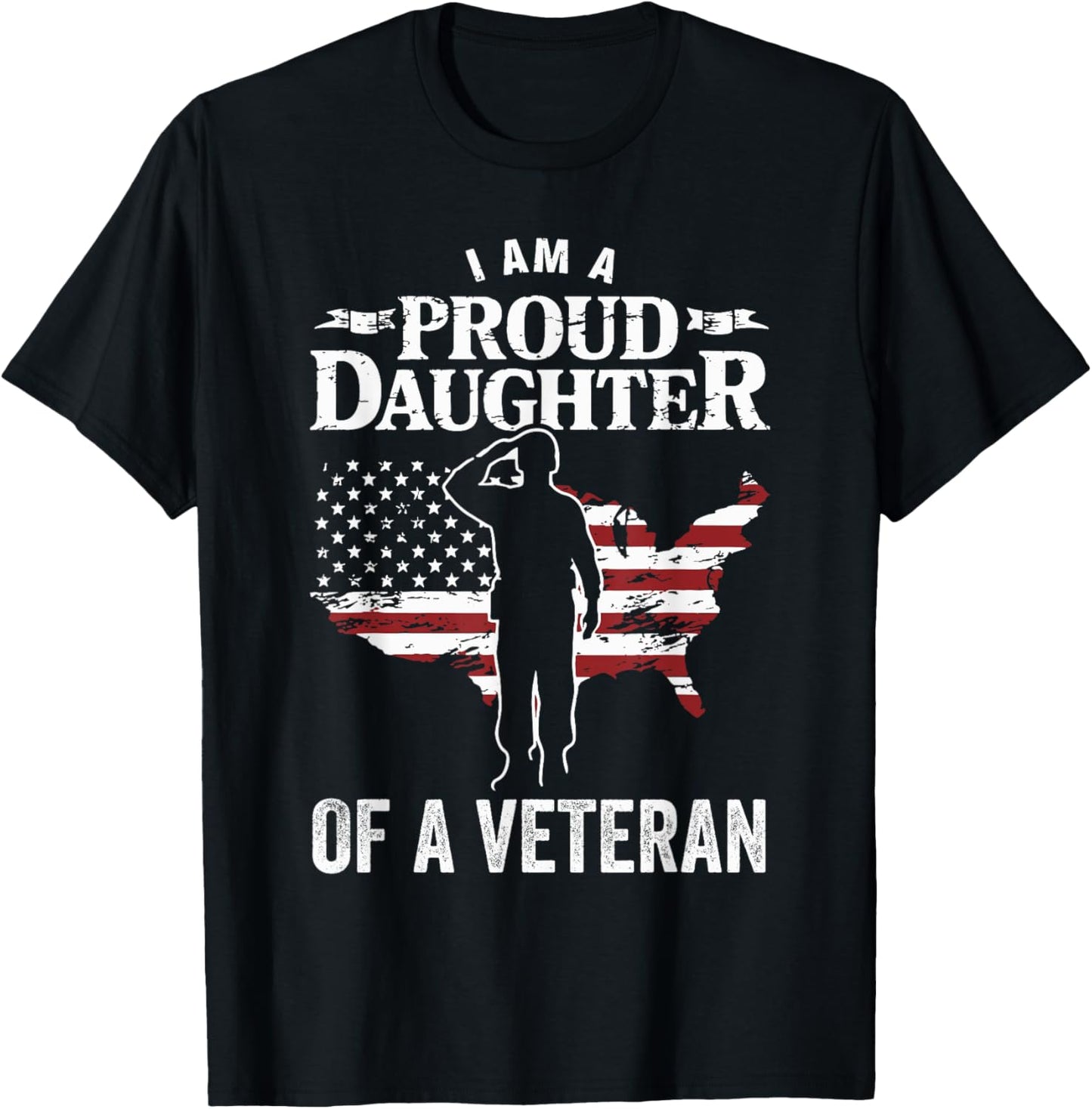 Proud Daughter Of A Veteran Veterans Day Patriotic Girls T-Shirt - T-Shirt | Black