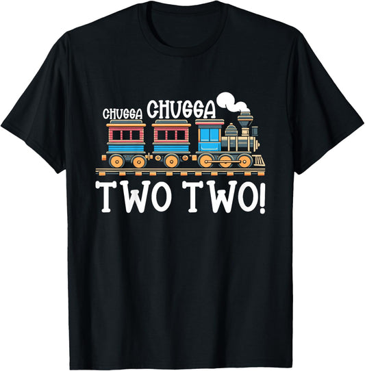 Kids 2nd Birthday Boy Train Chugga Chugga Two Two Toddler T-Shirt - T-Shirt | Black