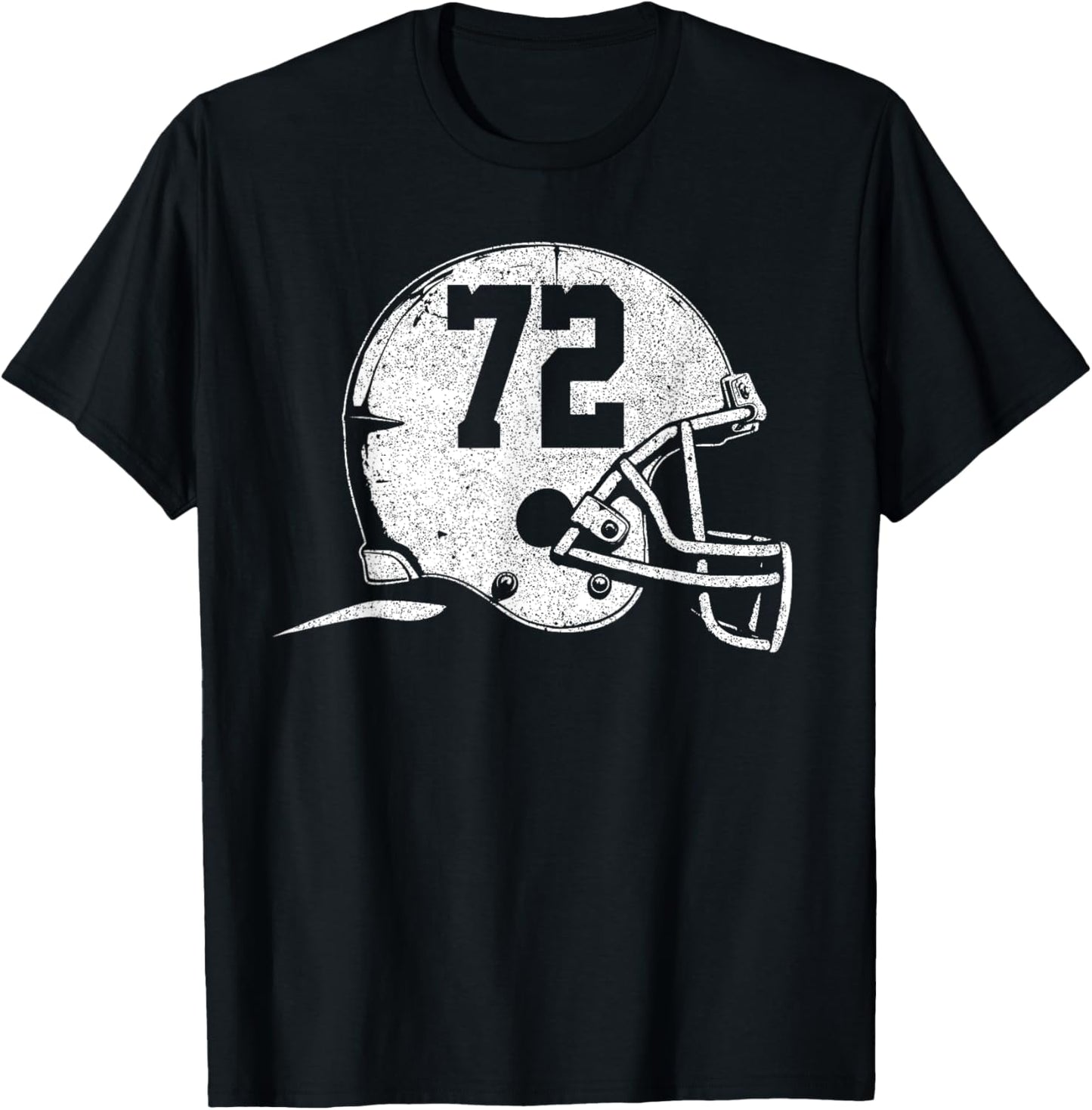 Number 72 Football Helmet Player Fun Number T-Shirt - T-Shirt | Black