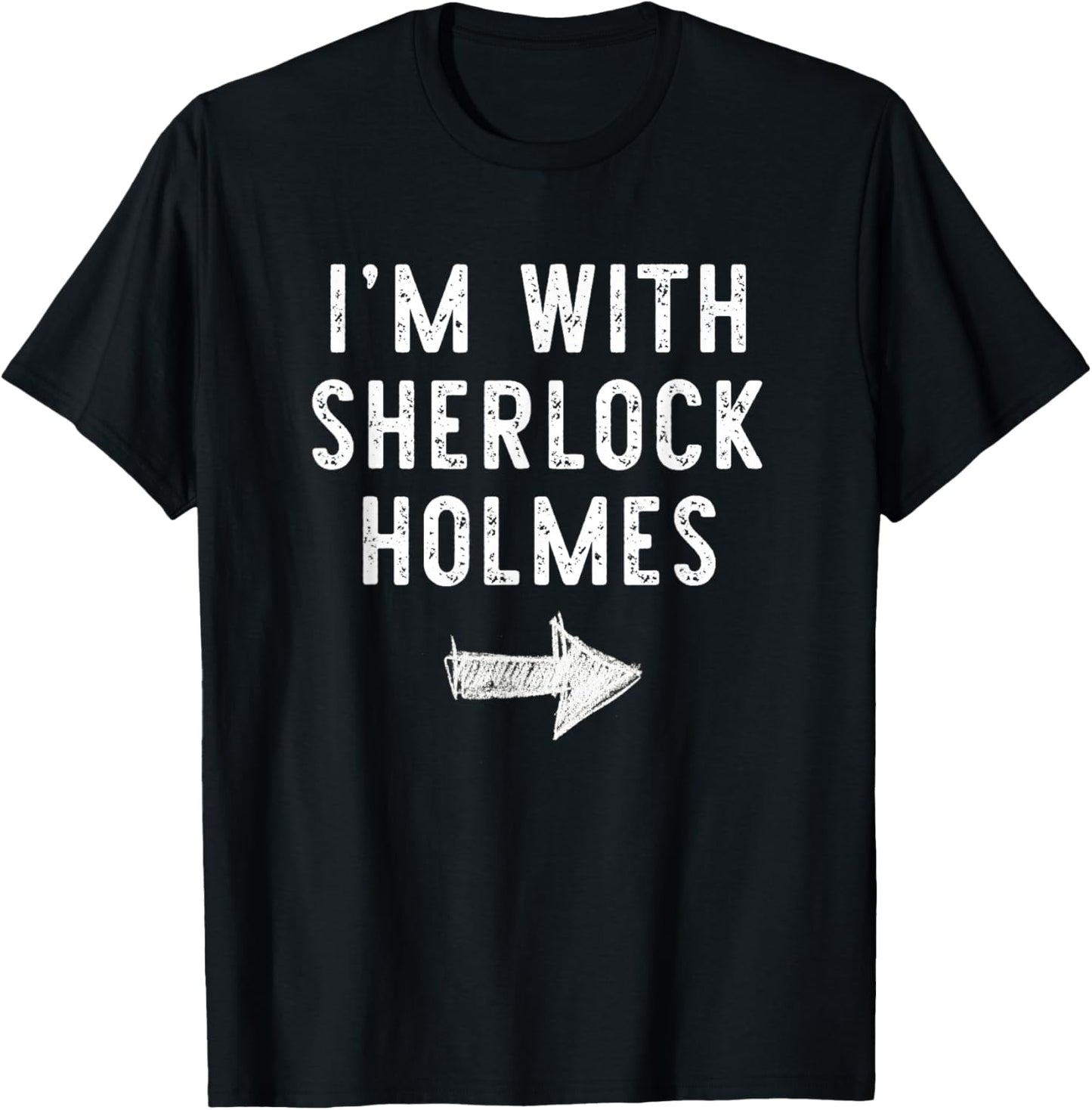 I’m with Sherlock Holmes Funny Halloween Couple Costume T-Shirt - T-Shirt | Black