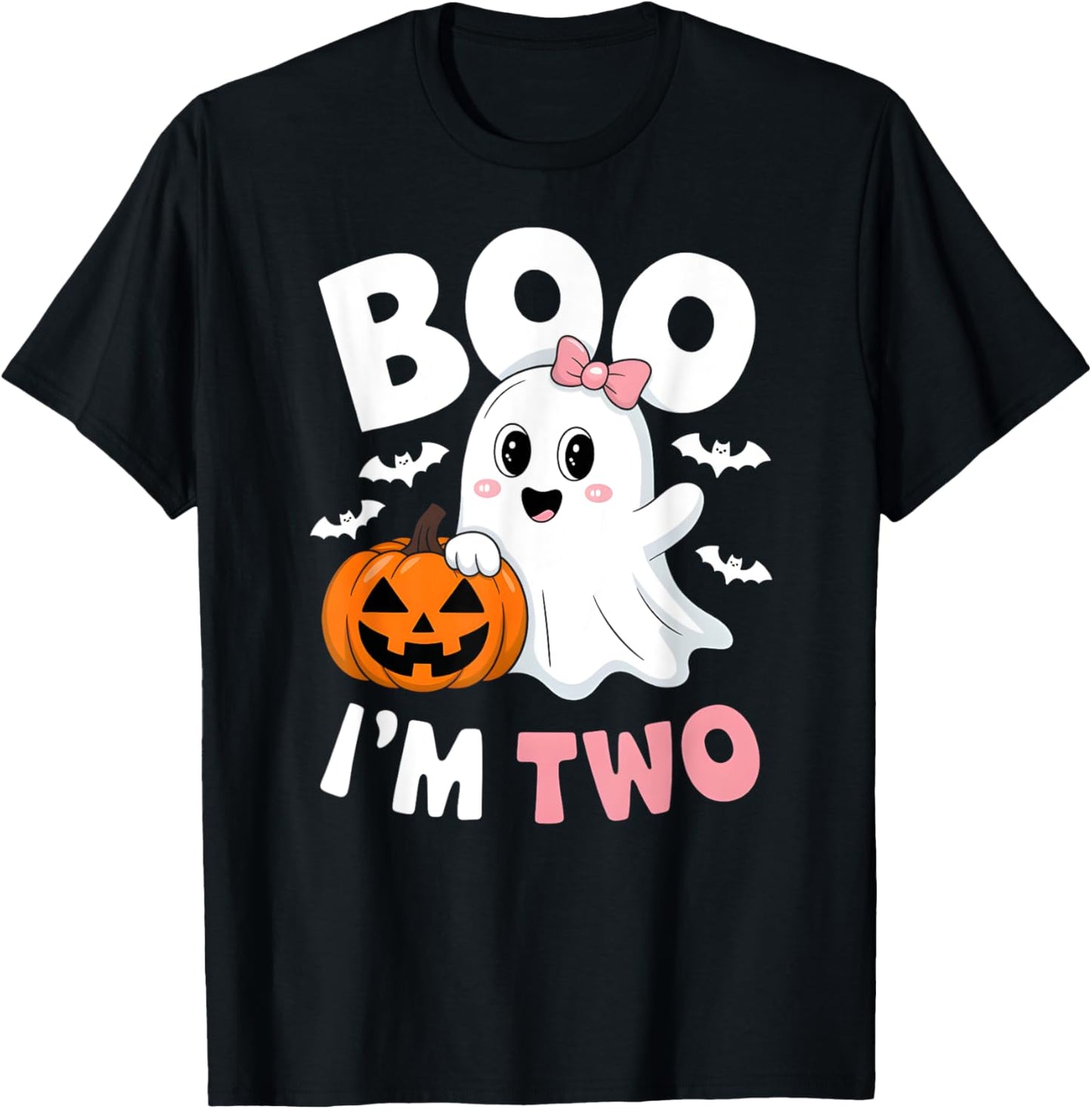Funny Ghost Boo I'm Two Years 2nd Birthday Toddler Halloween T-Shirt - T-Shirt | Black