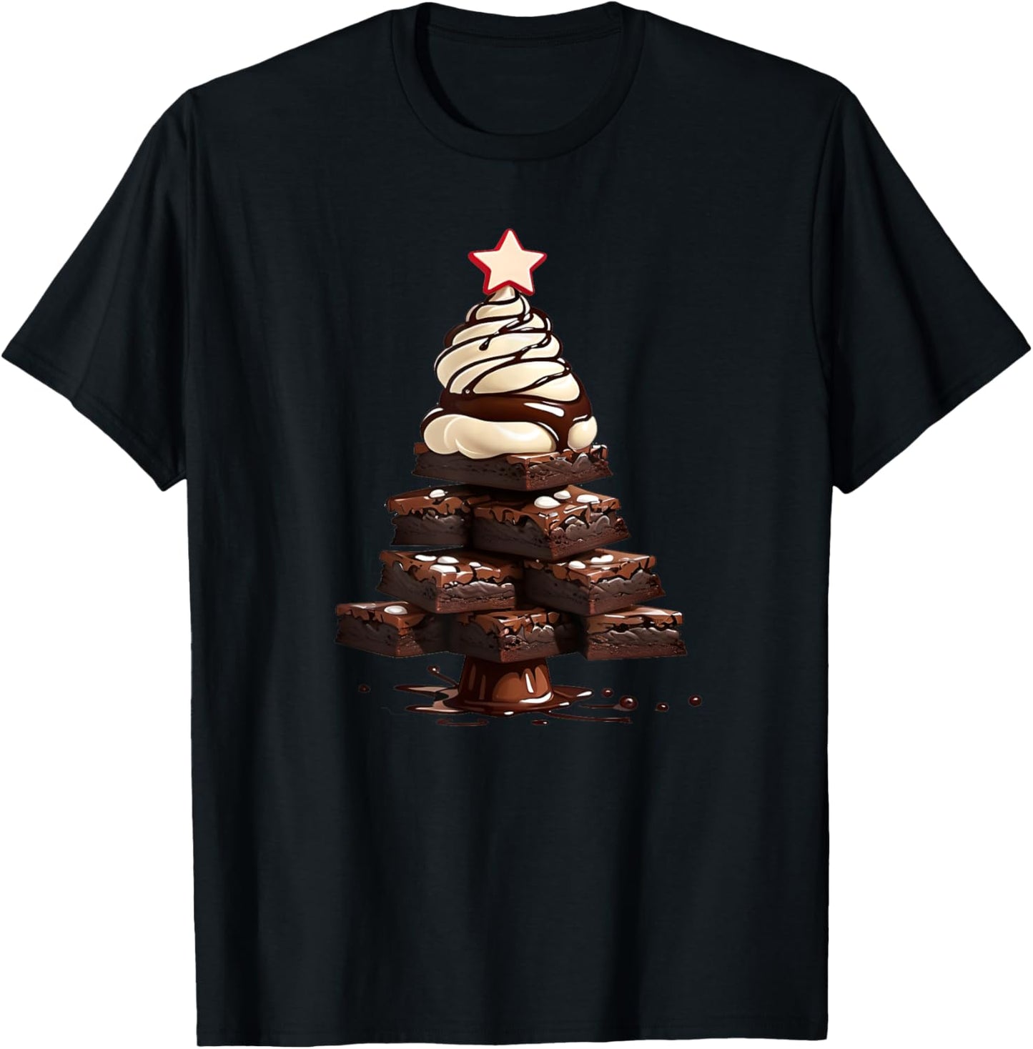 Hot Fudge Brownie Sundae Christmas Tree T-Shirt - T-Shirt | Black