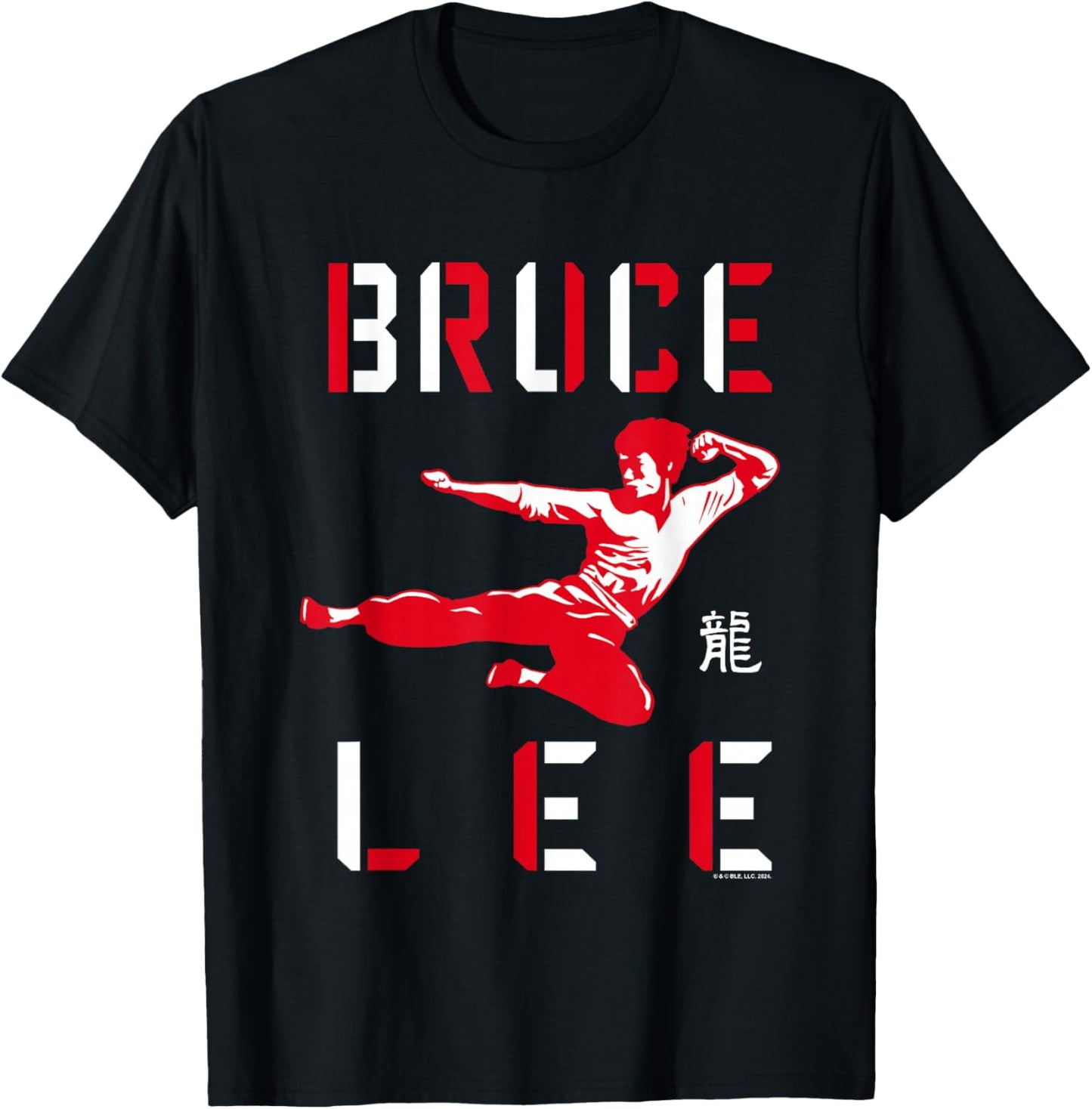 Bruce Lee Flying Kick Shadowed Face Shot T-Shirt - T-Shirt | Black