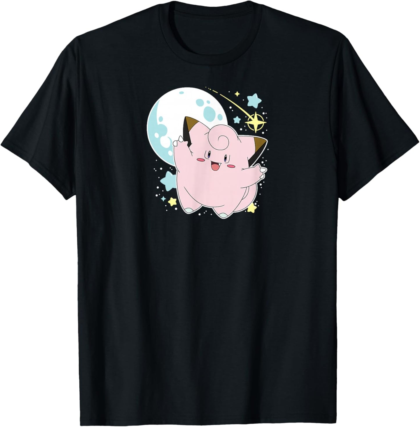 Pokémon - Clefairy Celestial Moon and Stars T-Shirt - T-Shirt | Black