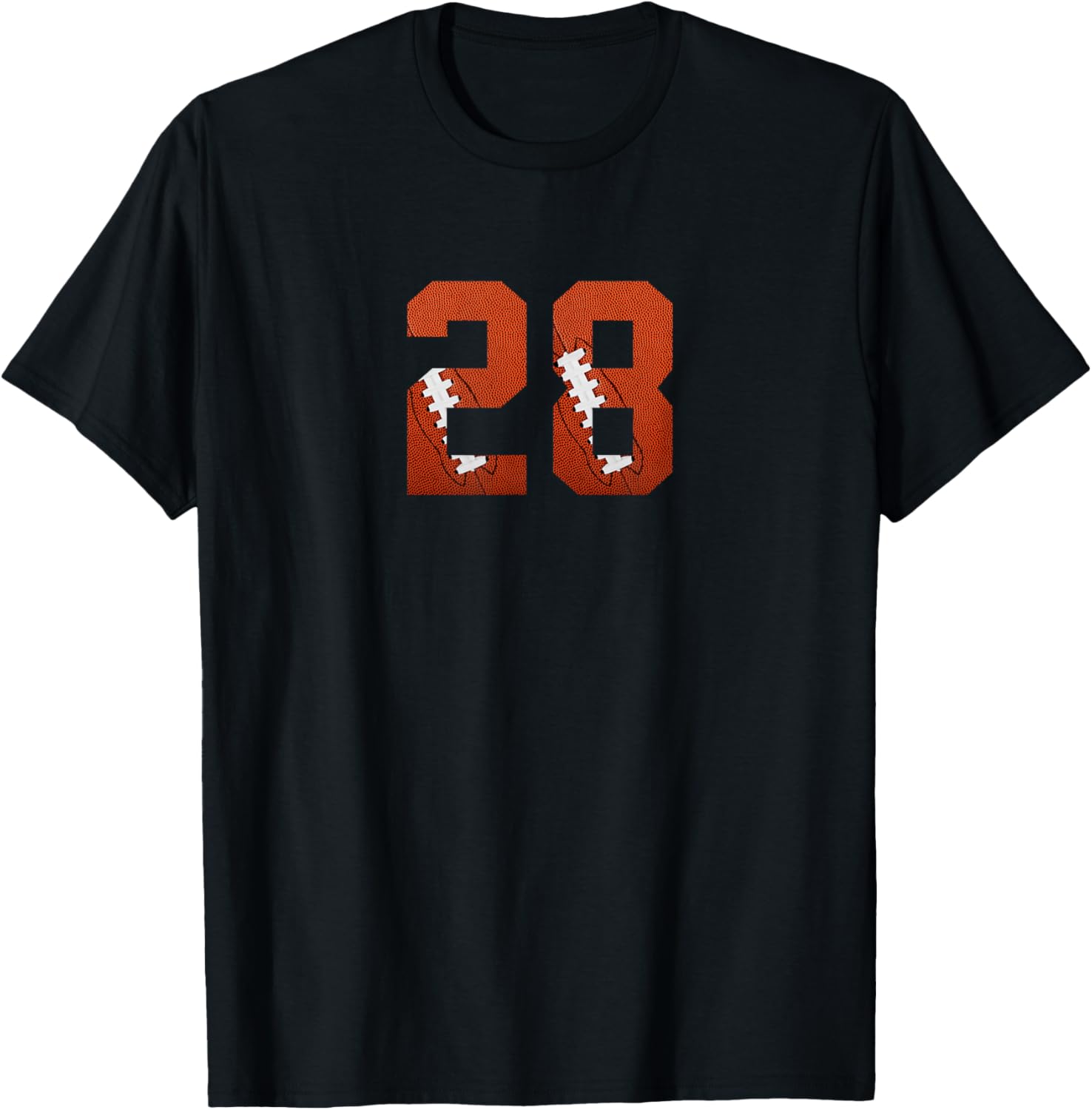 Number 28 - Minimalist American Football Jersey Numbered T-Shirt - T-Shirt | Black