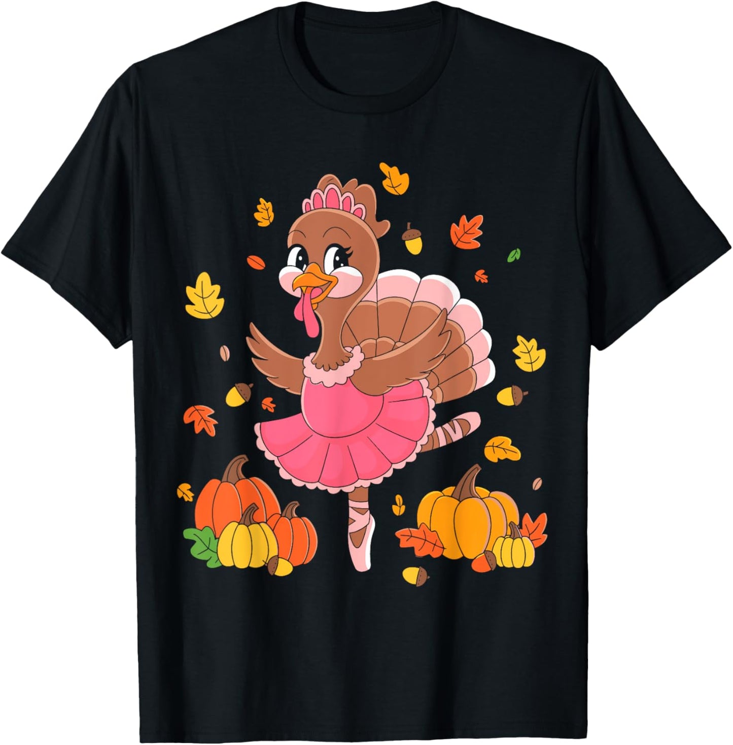 Turkey Dancing Ballet Lover Dancer Thanksgiving For Girls T-Shirt - T-Shirt | Black
