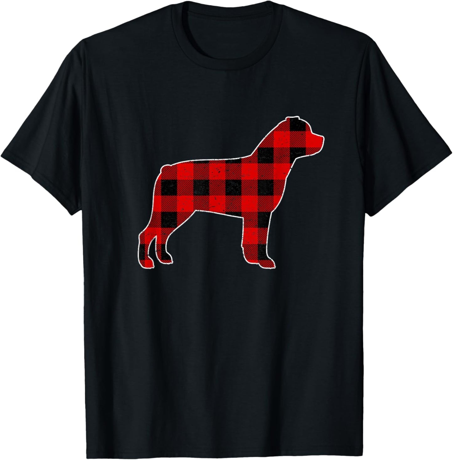 Christmas Rottweiler Pajama Pj, Christmas Dog Buffalo Plaid Women Kids T-Shirt - T-Shirt | Black