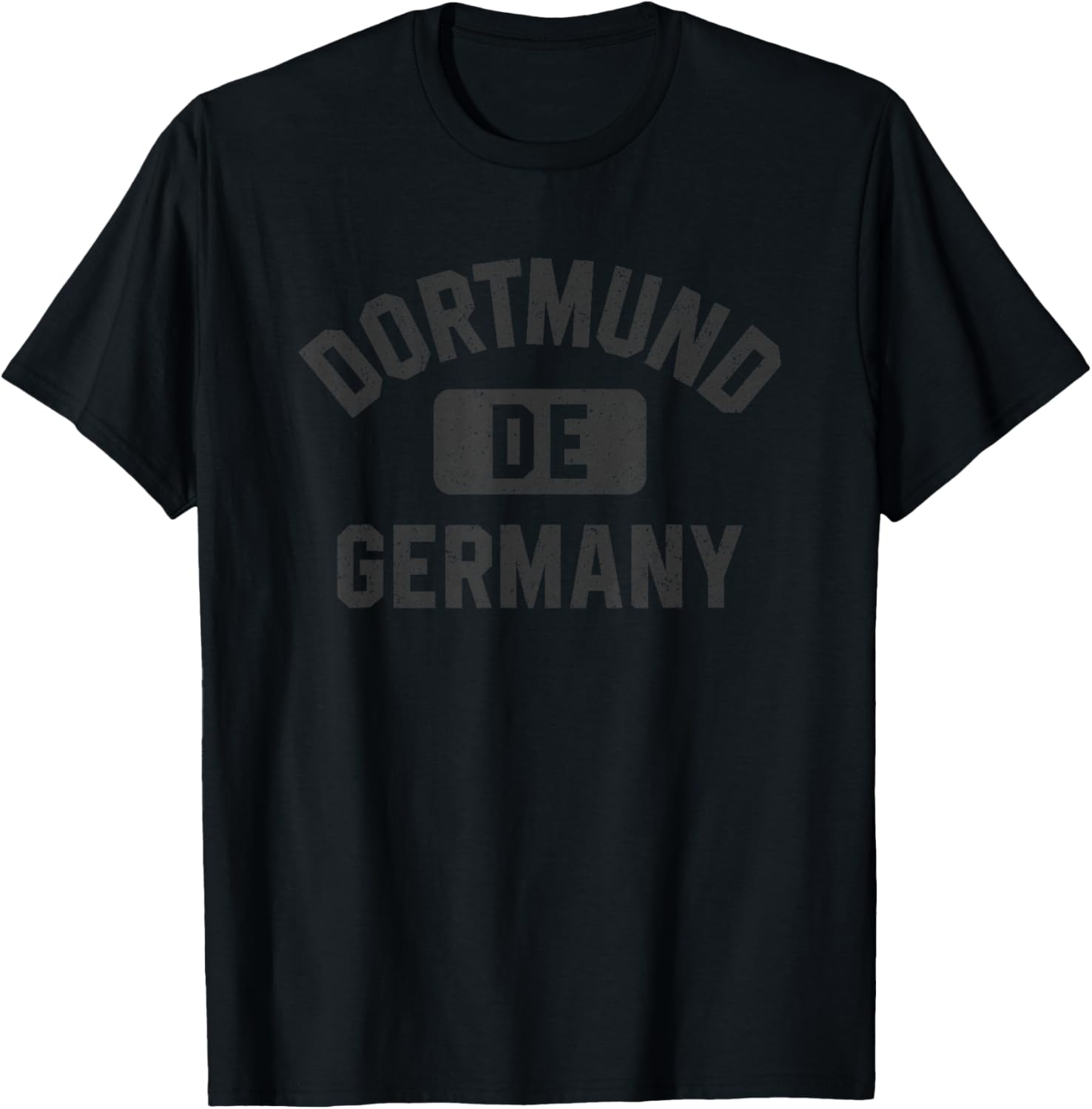 Dortmund Germany DE Gym Style Distressed Black Print T-Shirt - T-Shirt | Black