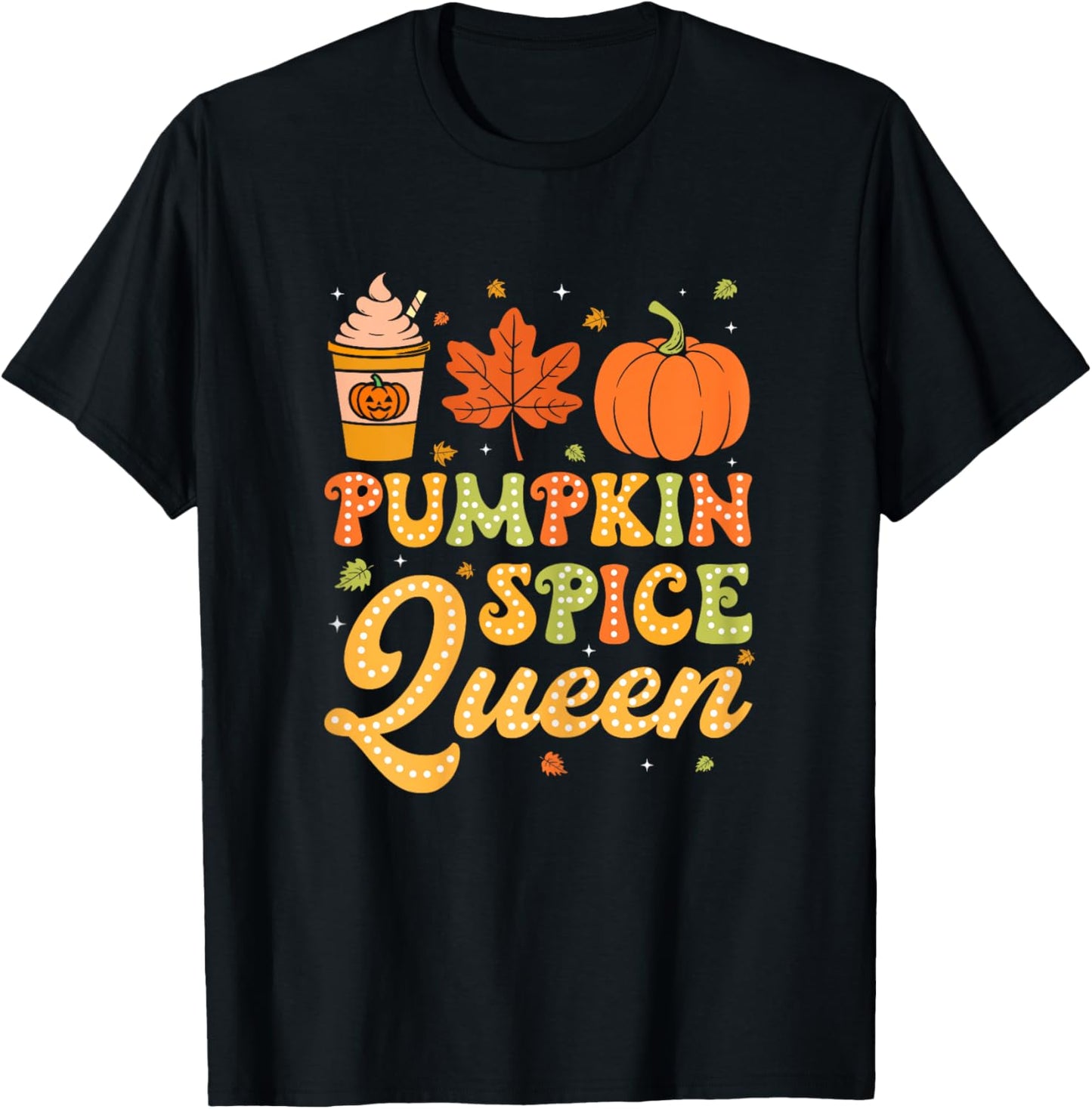 Groovy Pumpkin Spice Queen Halloween Thanksgiving Fall Girls T-Shirt - T-Shirt | Black