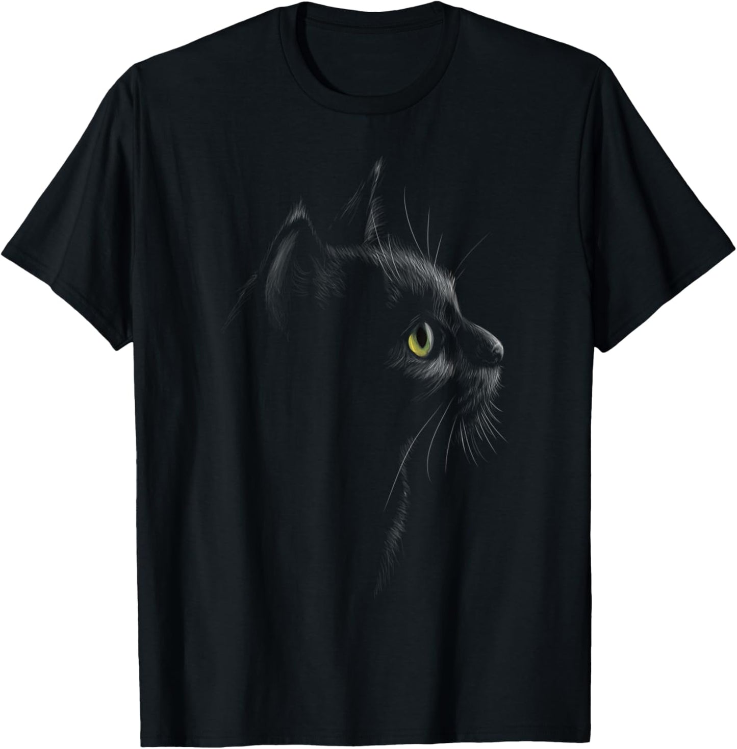 Black Cat Silhouette With Green Eyes T-Shirt - T-Shirt | Black