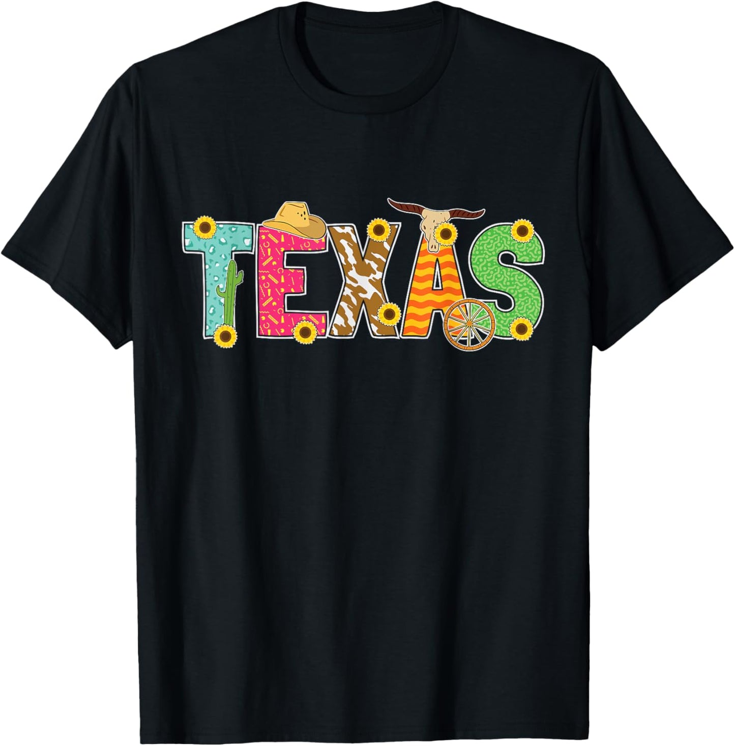 Texas Gift Cool Cactus Proud Texas Gift Western Bull Riding T-Shirt - T-Shirt | Black