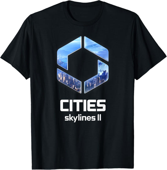Cities Skylines II Game Logo City Builder White T-Shirt - T-Shirt | Black