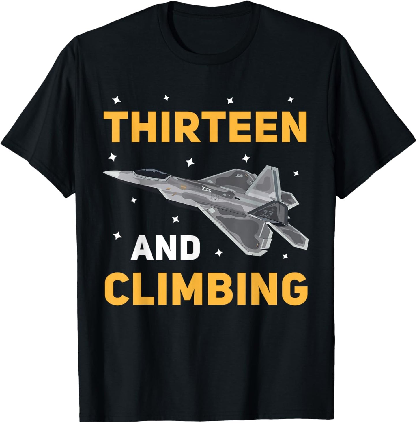 Jet Fighter Plane 13 Year Old Birthday Party For Boys T-Shirt - T-Shirt | Black