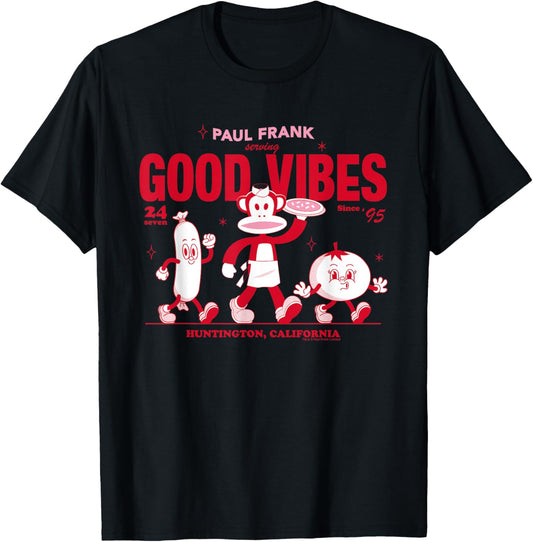 Paul Frank Julius The Monkey Serving Good Vibes California T-Shirt - T-Shirt | Black