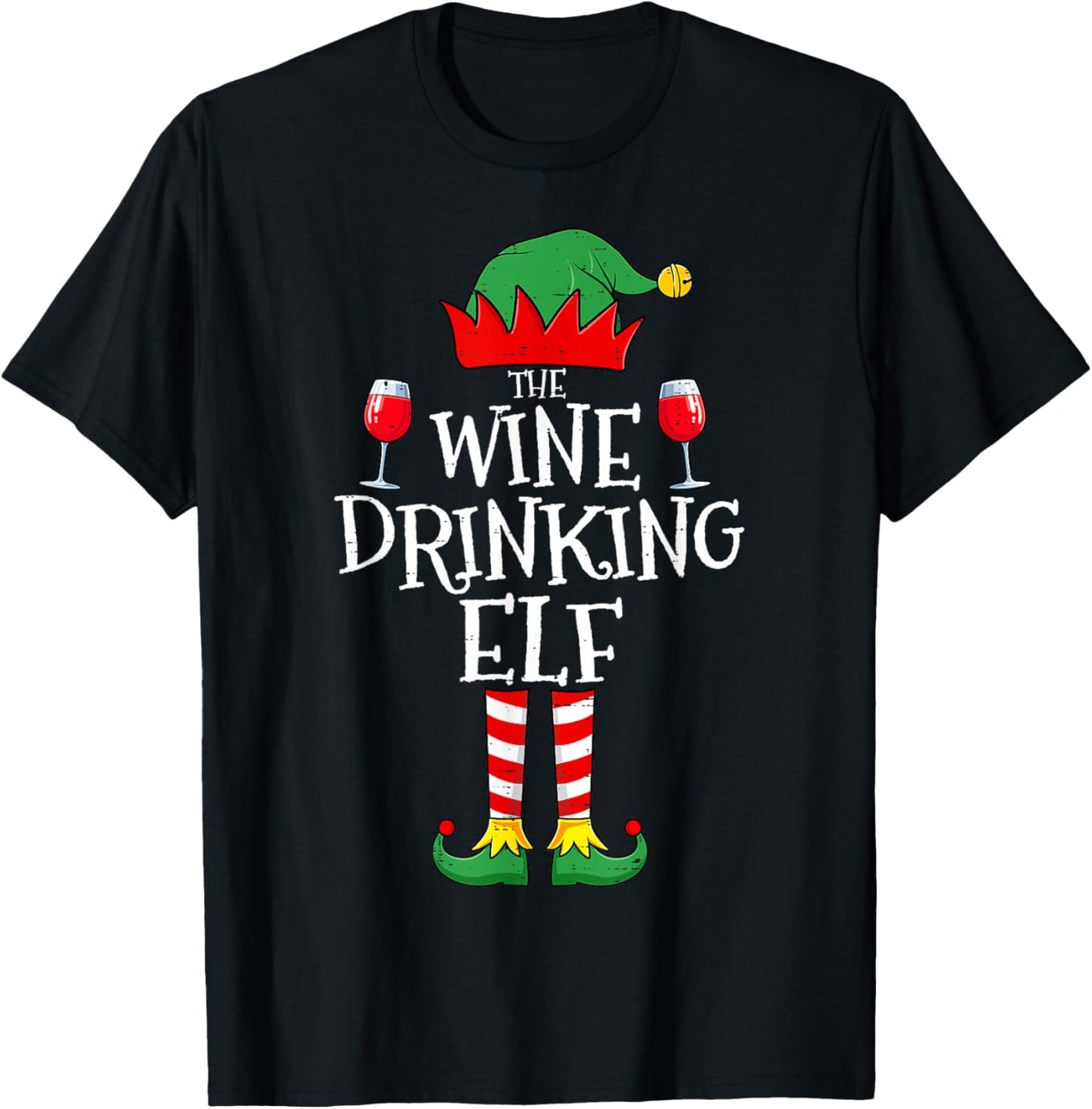 I'm The Wine Lover Elf Matching Group Christmas Drinking T-Shirt - T-Shirt | Black