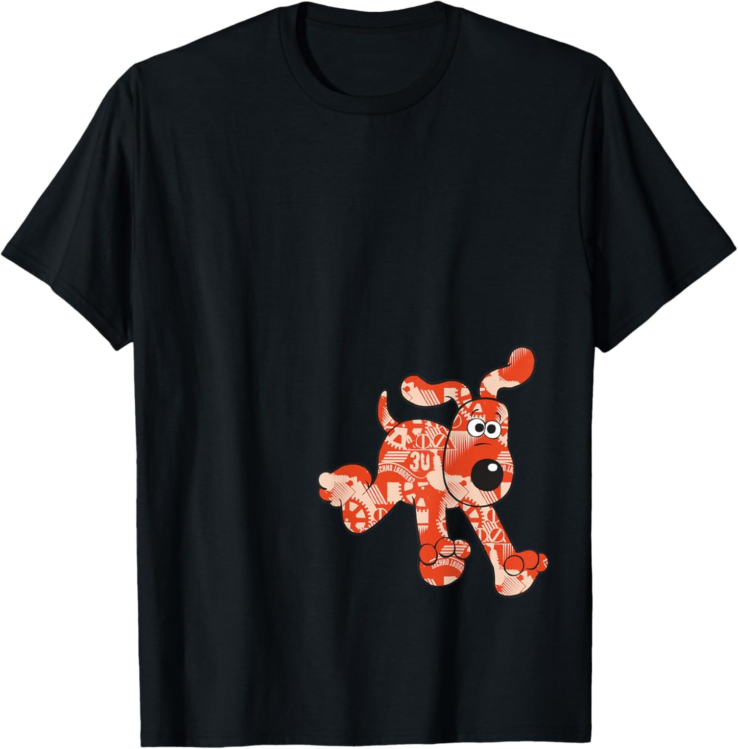 Wallace & Gromit Gromit Gears Logo , -Adults, Black, Small, Short Sleeve, Cotton Blend, Classic Fit, Pull On, , Plain Back T-Shirt - T-Shirt | Black