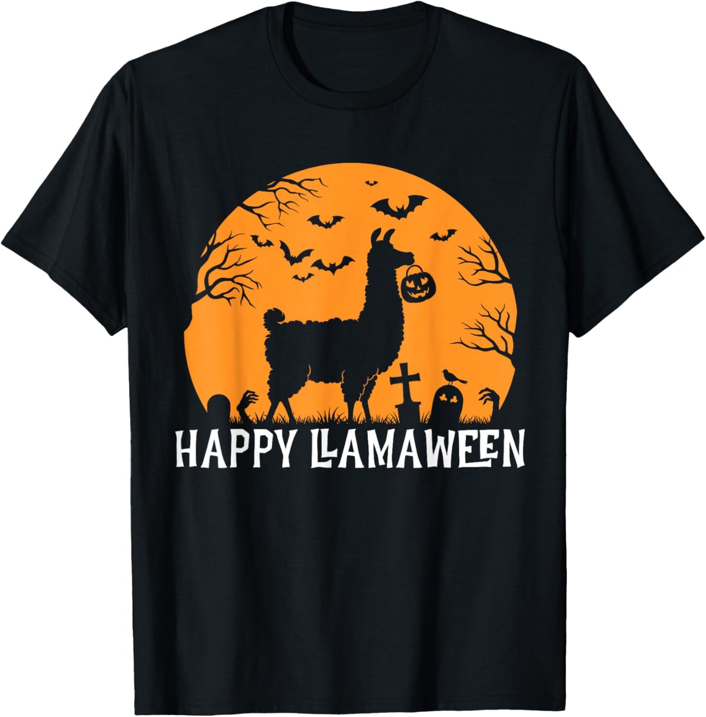 Halloween Llama Happy Llamaween T-Shirt - T-Shirt | Black