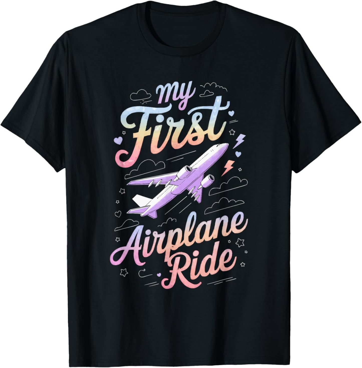 My First Plane Ride First Time Flyer Travel Airplane T-Shirt - T-Shirt | Black