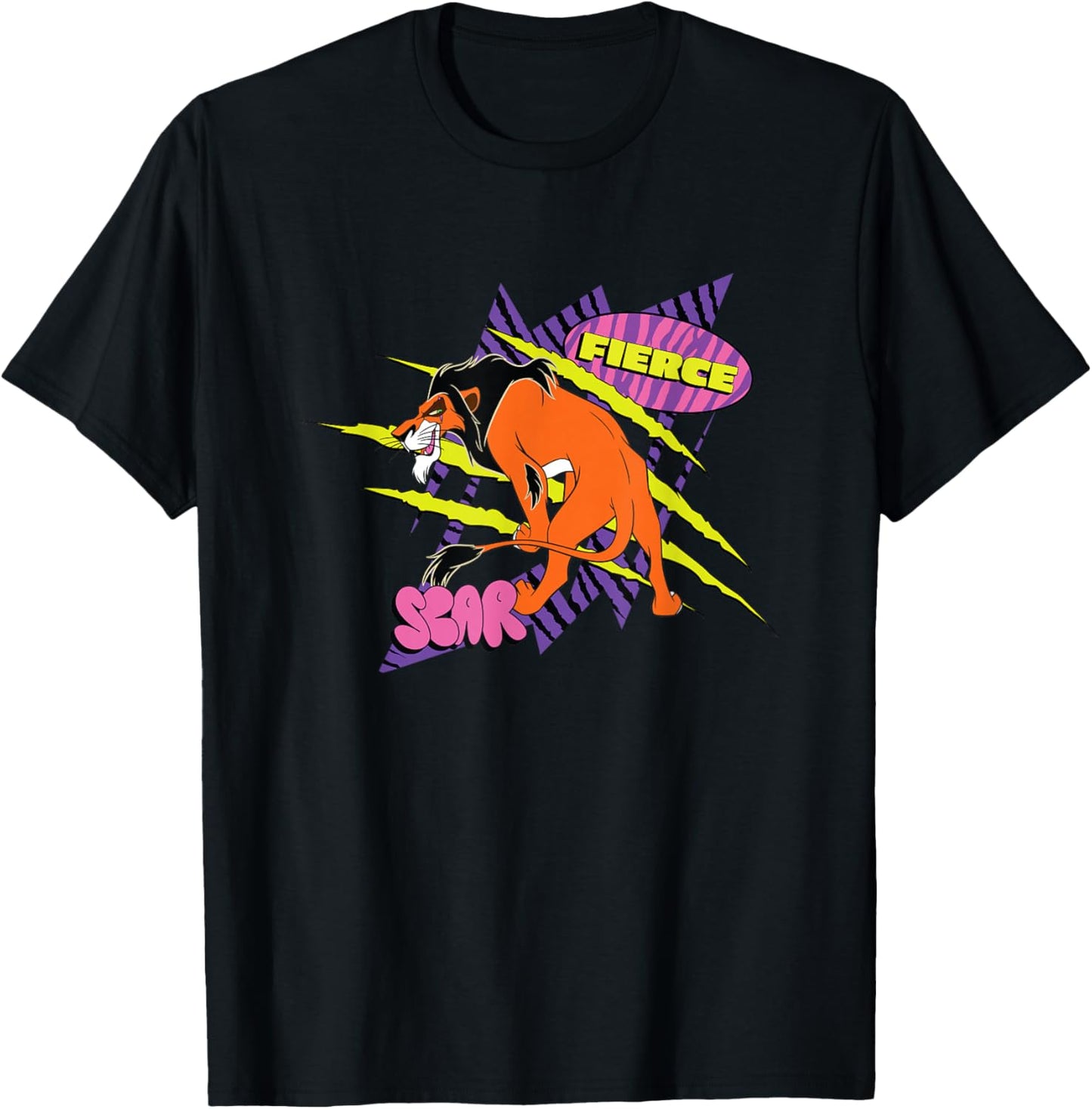 Disney The Lion King Fierce Scar 90's Retro Big Chest Logo T-Shirt - T-Shirt | Black