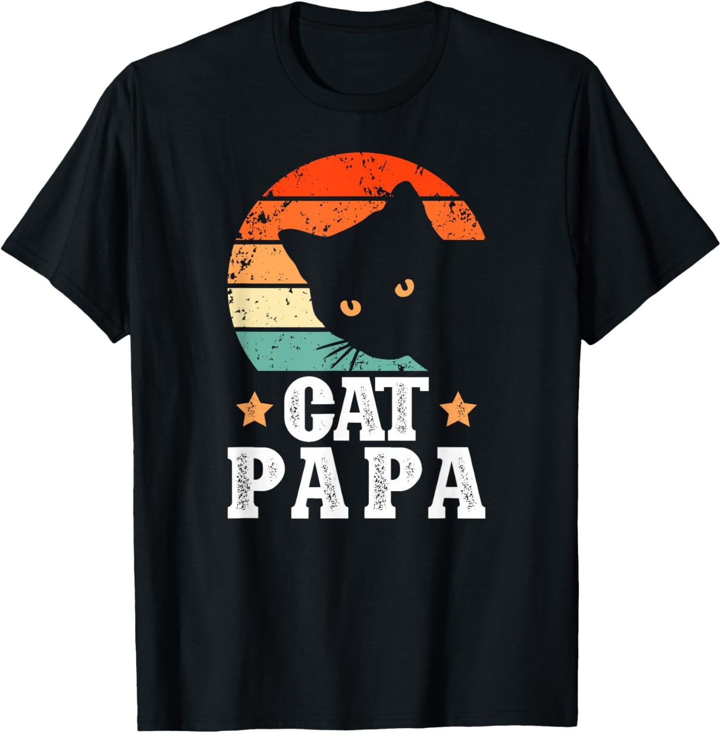 Cat Papa Retro Cat Lover Papa Cat Papa Grandpa T-Shirt - T-Shirt | Black