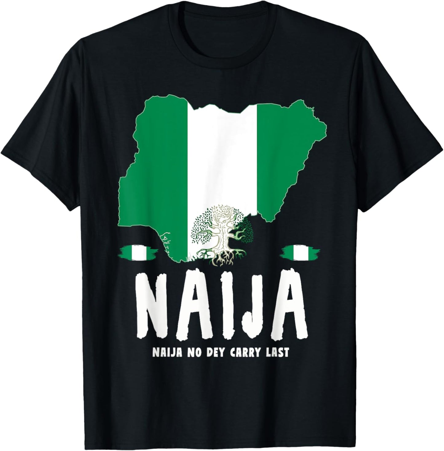 Naija Heritage Nigerian Roots Idea & Nigeria Flag T-Shirt - T-Shirt | Black