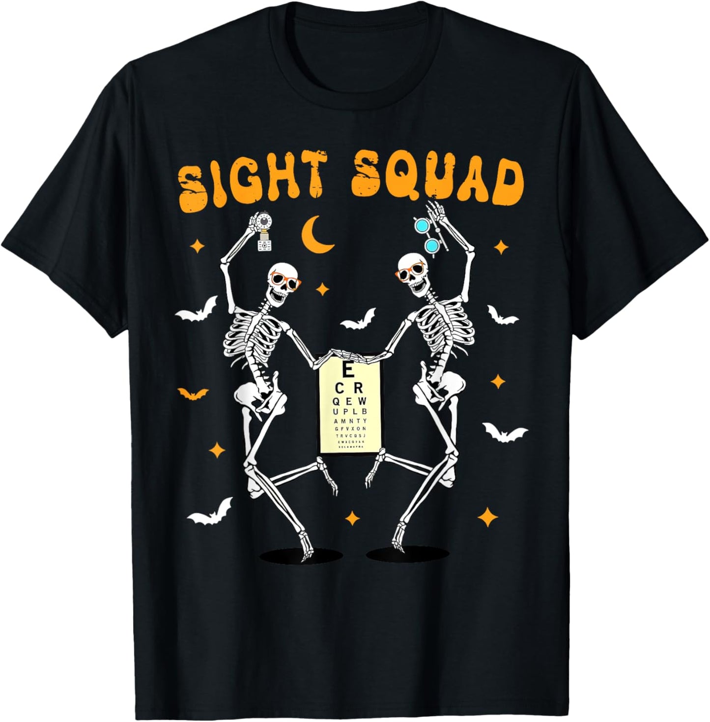 Skeleton Dancing Sight Squad Halloween Optometrist Optometry T-Shirt - T-Shirt | Black
