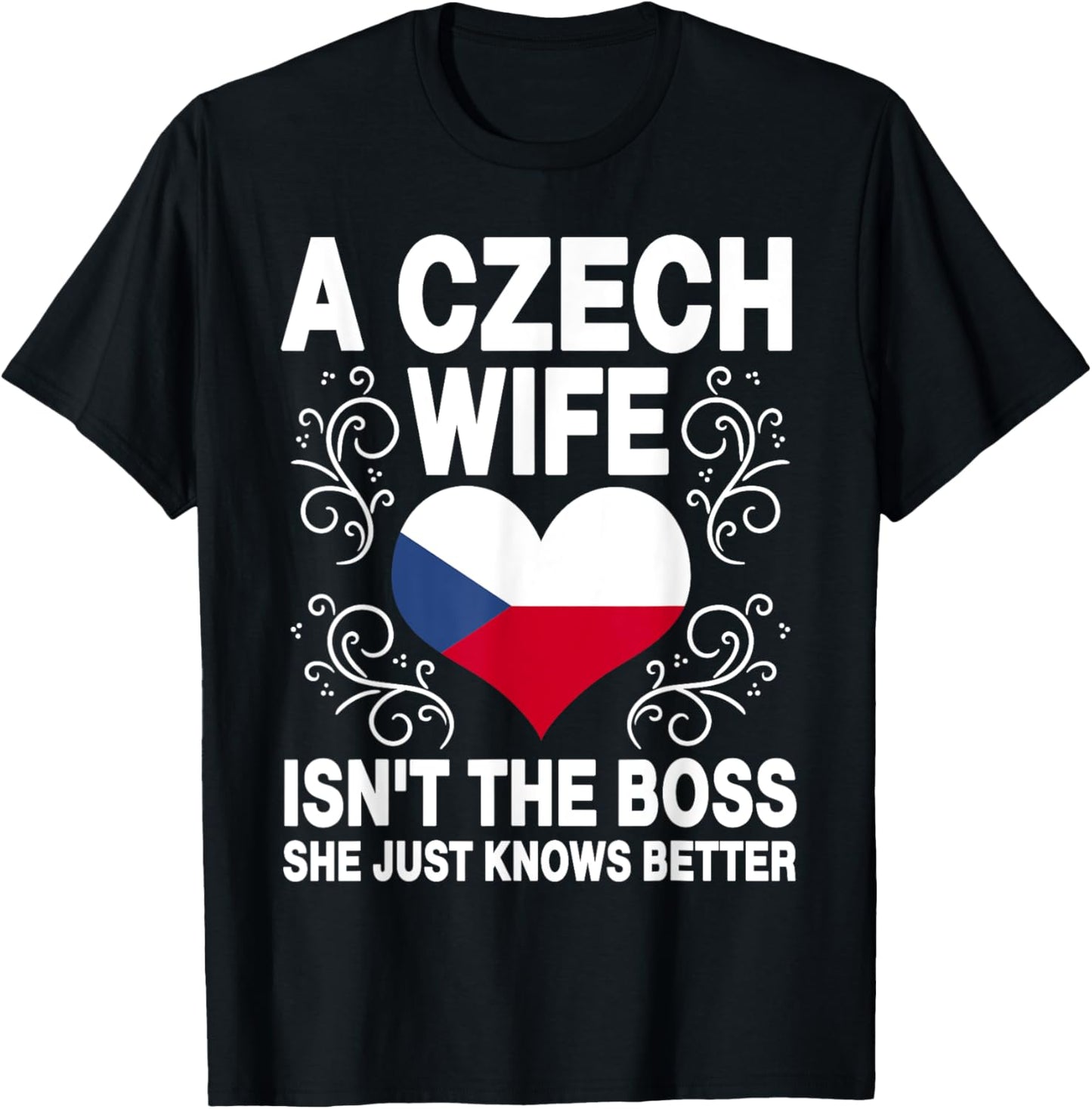 Funnz Czech Wife Saying Czech Flag Heart Czech Women T-Shirt - T-Shirt | Black