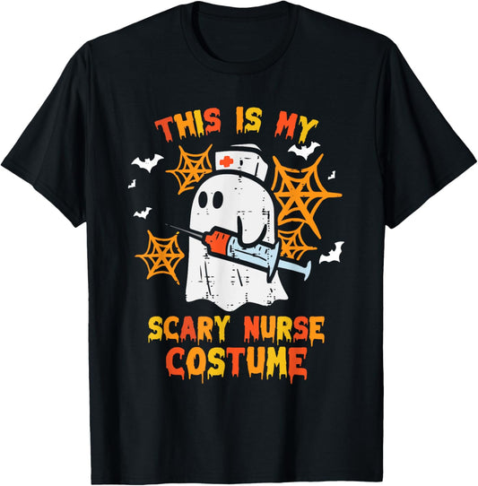 Halloween My Scary Nurse Costume Funny Ghost Scrub Top Women T-Shirt - T-Shirt | Black