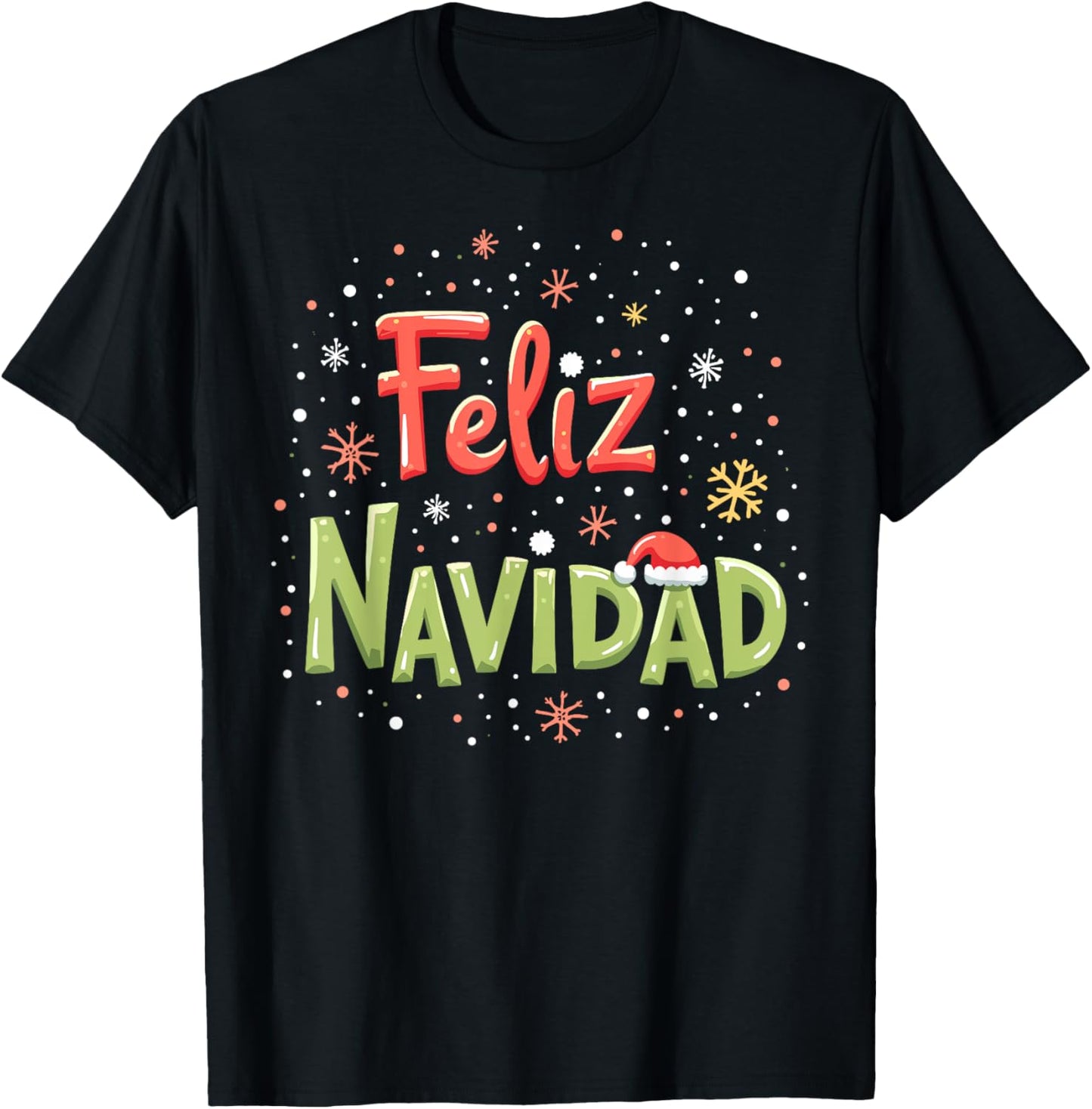 Feliz Navidad Christmas Mexican Xmas Spanish New Year T-Shirt - T-Shirt | Black