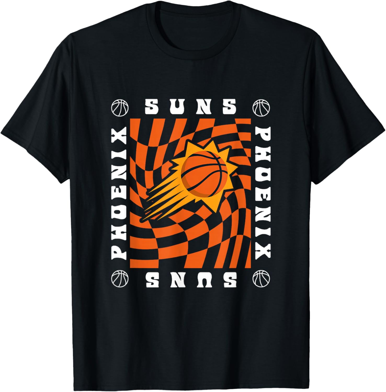 NBA Phoenix Suns Retro Checkerboard Wave T-Shirt - T-Shirt | Black