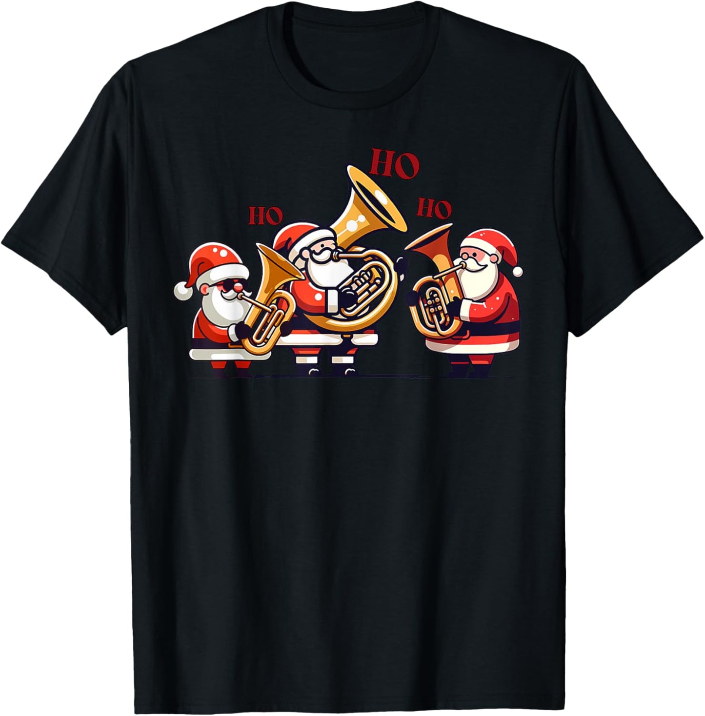 Retro Santa Claus Playing Sousaphone Christmas Marching Band T-Shirt - T-Shirt | Black