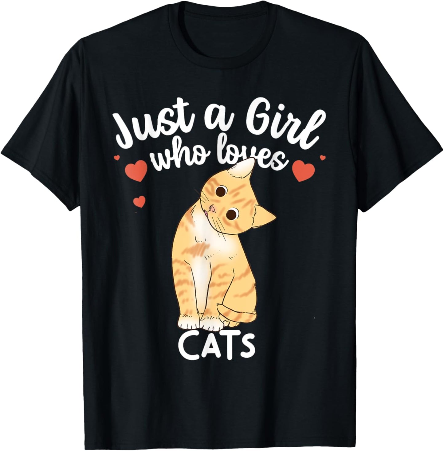 Just a Girl Who Loves Cats Funny Orange Ginger Cat Lover T-Shirt - T-Shirt | Black