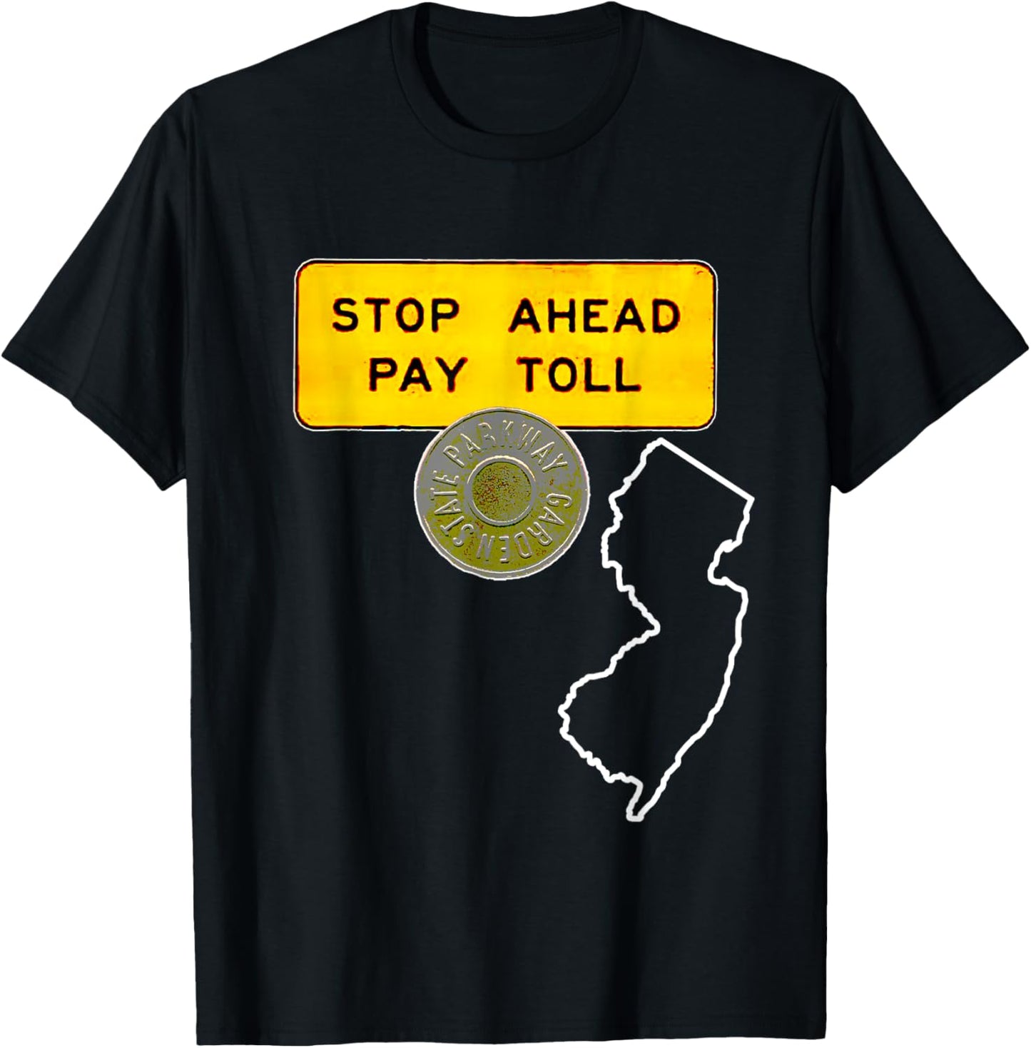 New Jersey Garden State Parkway Vintage Token Toll Sign T-Shirt - T-Shirt | Black