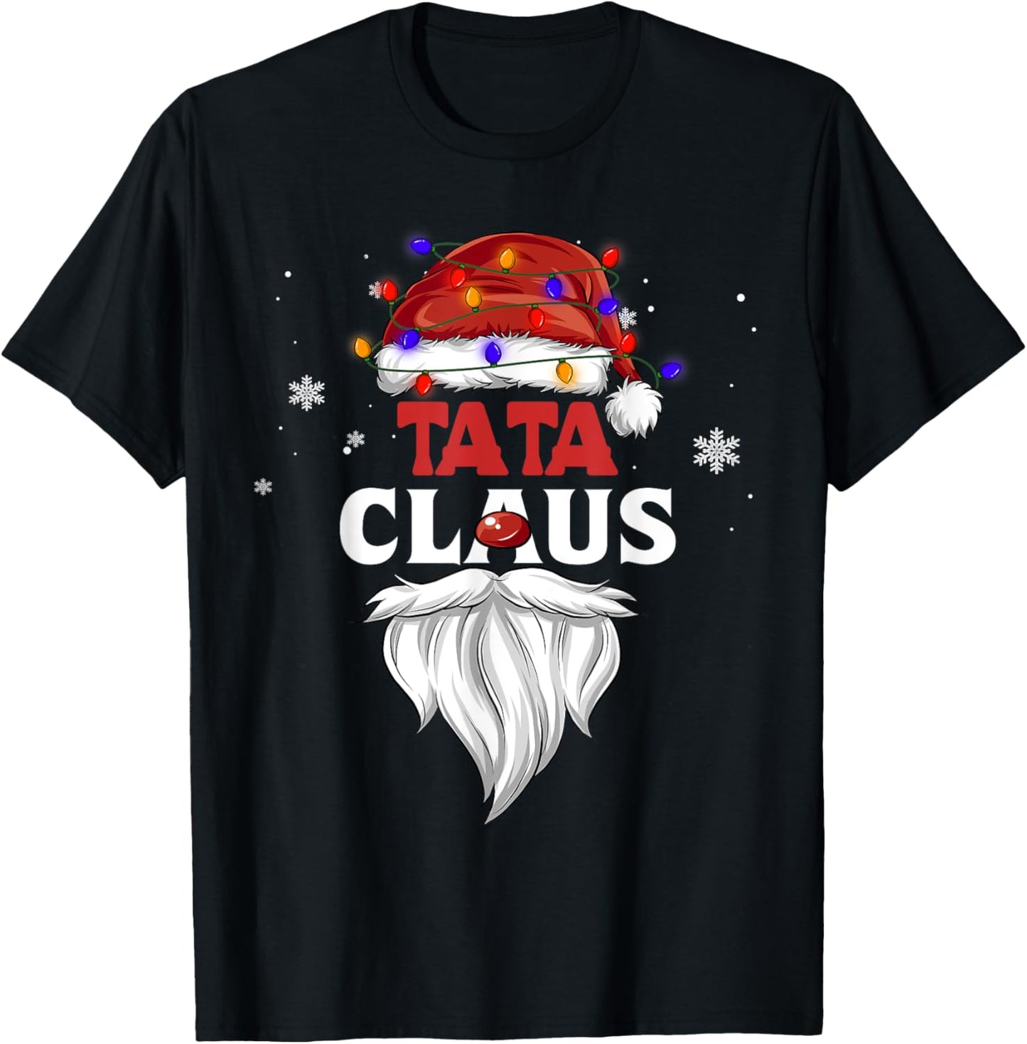 Tata Claus Christmas Lights Pajama Family Matching Party T-Shirt - T-Shirt | Black