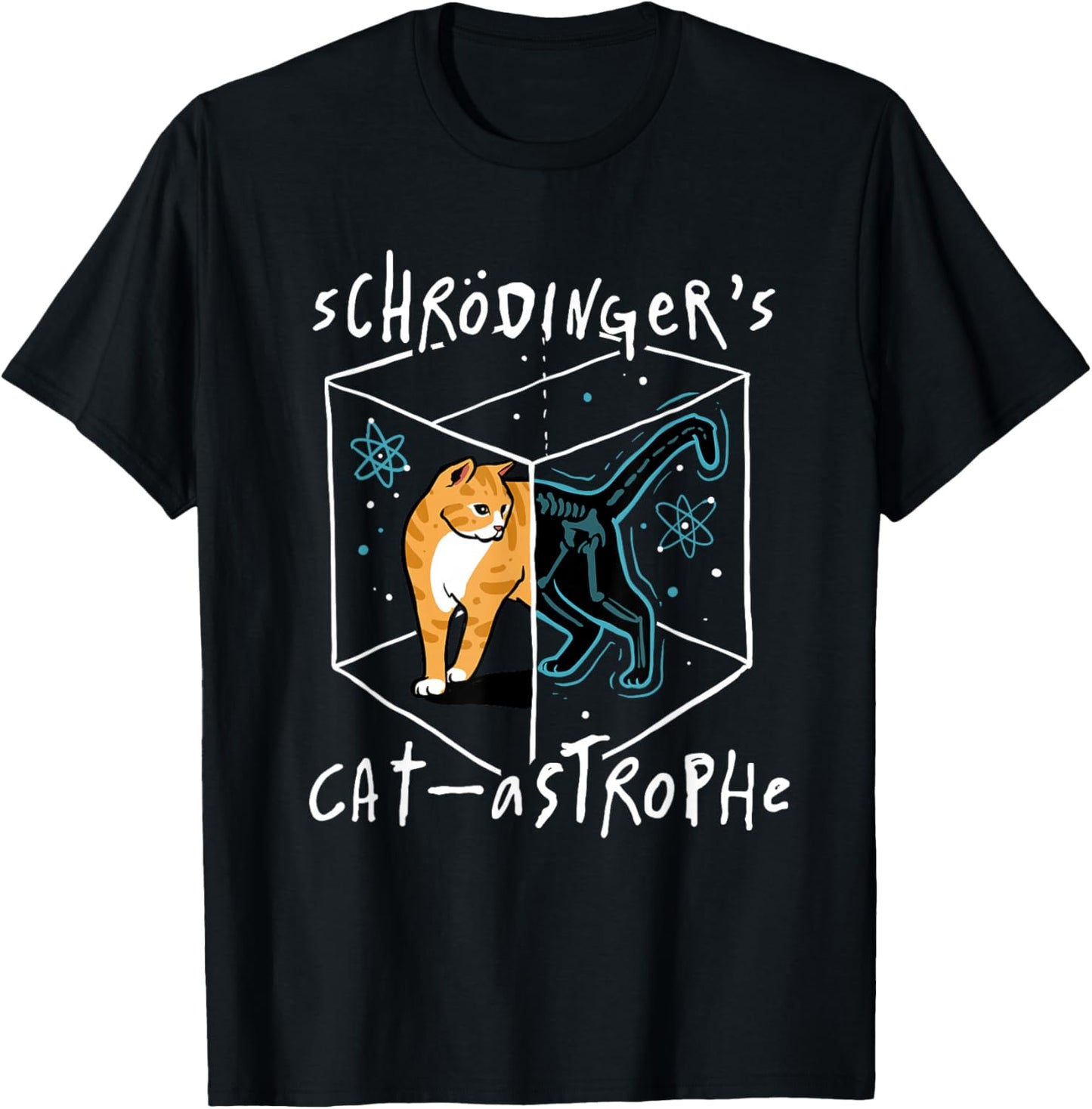Schrödinger's Cat-astrophe Funny Science Cat T-Shirt - T-Shirt | Black