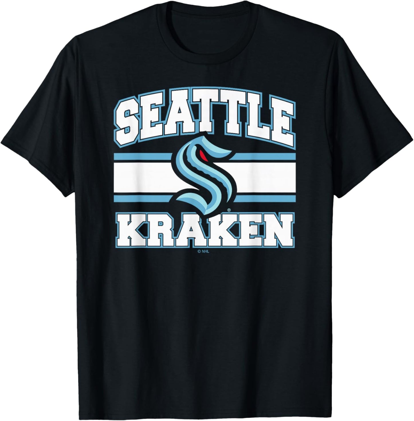 Seattle Kraken Stripe Navy Officially Licensed T-Shirt - T-Shirt | Black