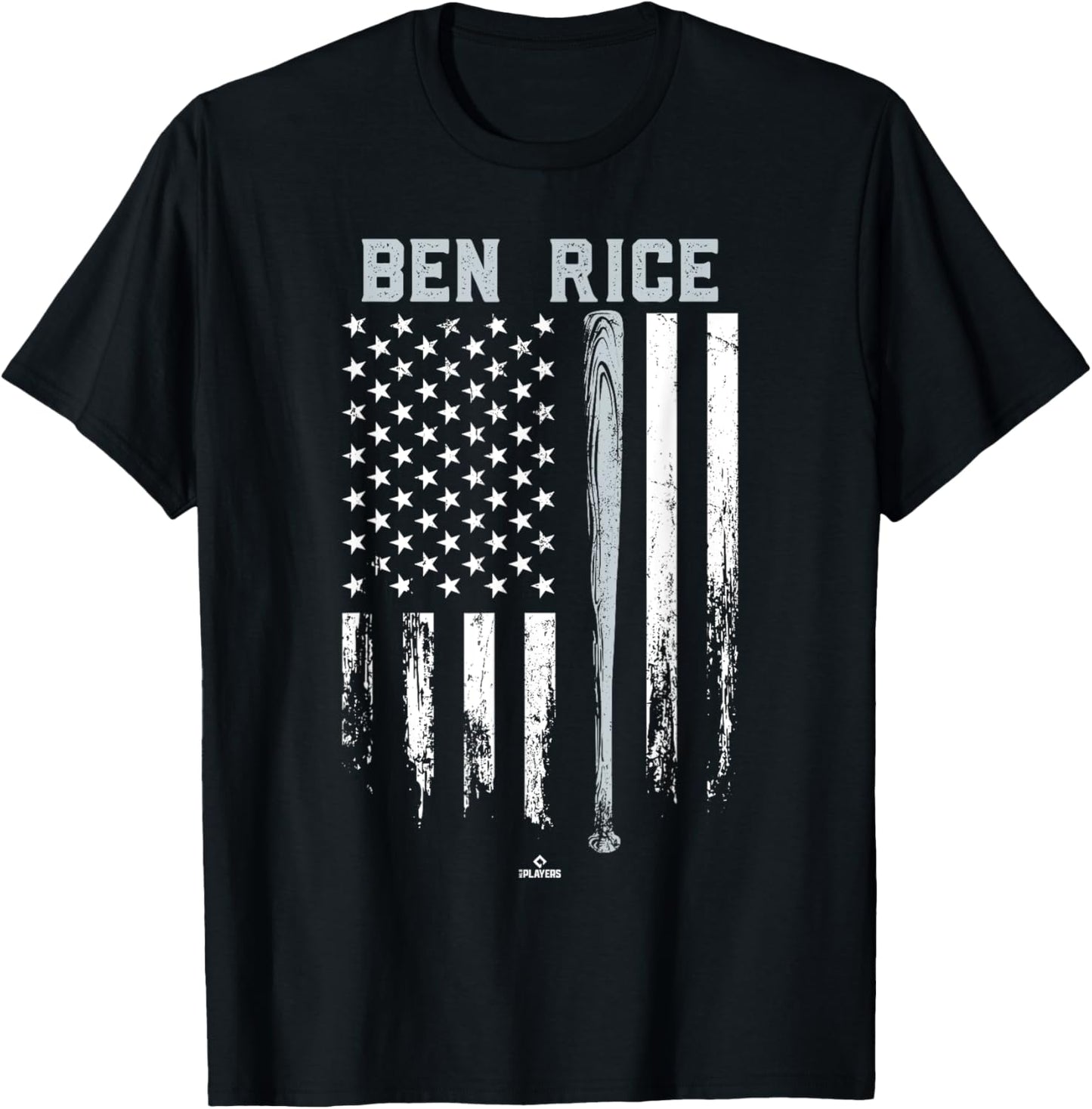 USA Flag Bat Ben Rice New York Baseball MLBPA T-Shirt - T-Shirt | Black