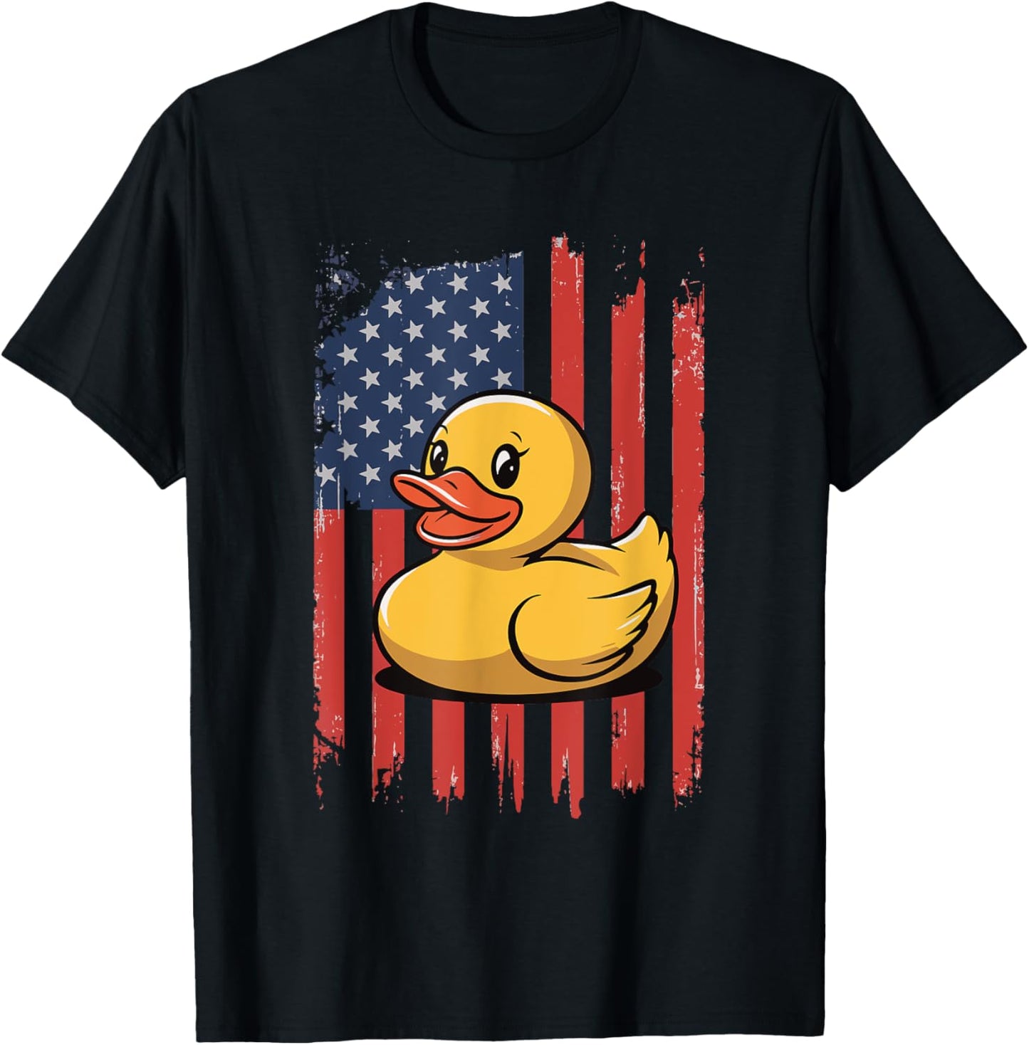 Rubber Duck USA Flag Independence Day Bath Duck T-Shirt - T-Shirt | Black