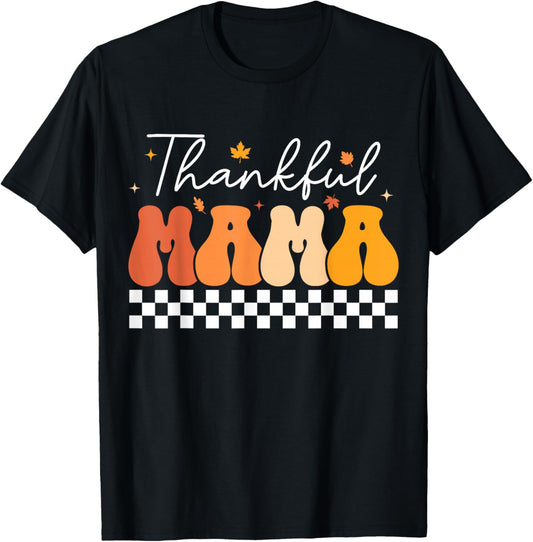Thankful Mama & Mini Mom And Baby Cute Matching Thanksgiving T-Shirt - T-Shirt | Black