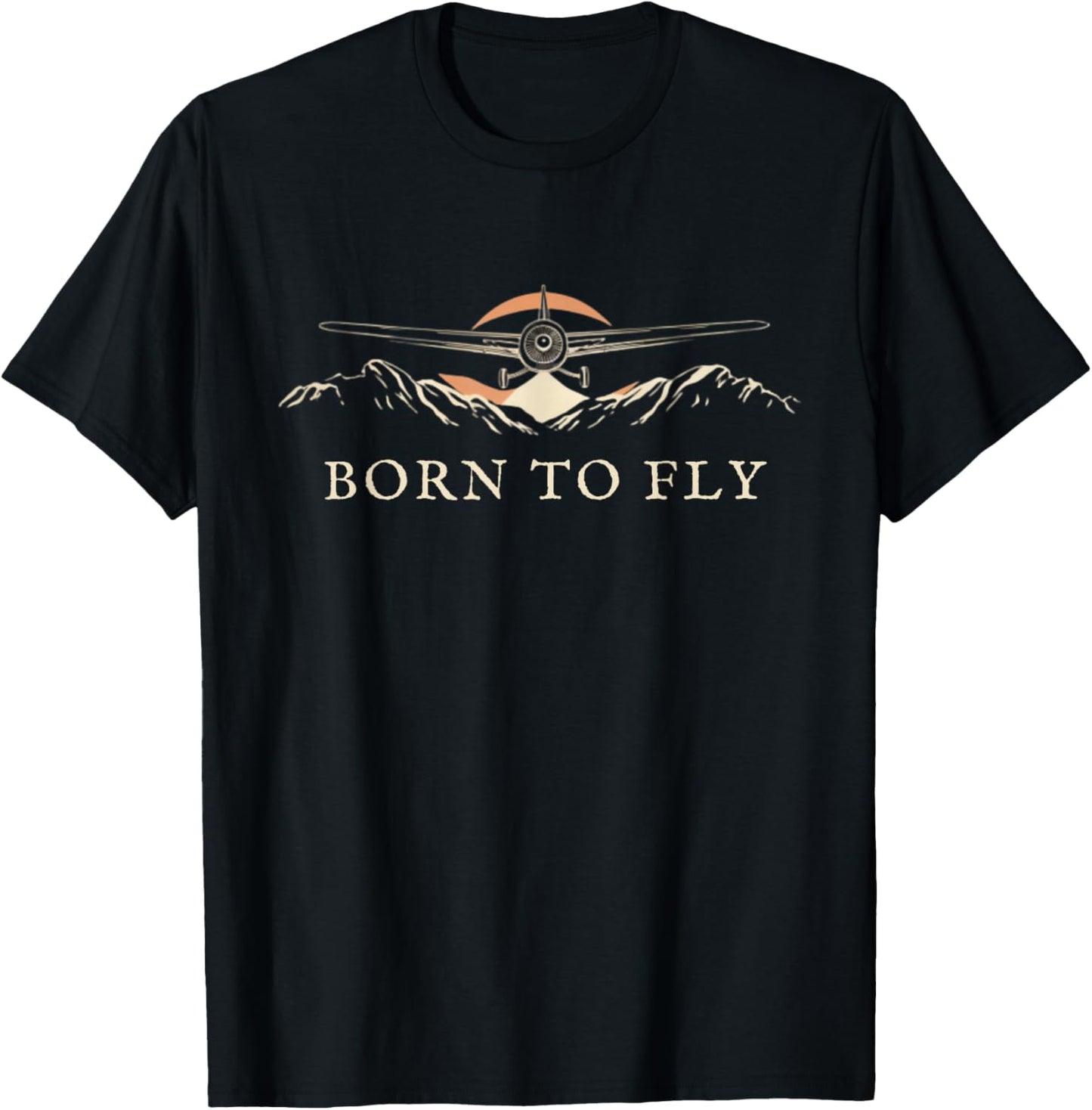 Born to Fly Vintage Airplane Adventure Pilot Lover Design T-Shirt - T-Shirt | Black
