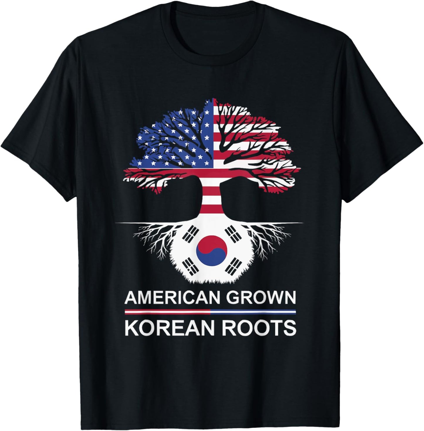 Half American Half Korean USA Flag South Korea America T-Shirt - T-Shirt | Black