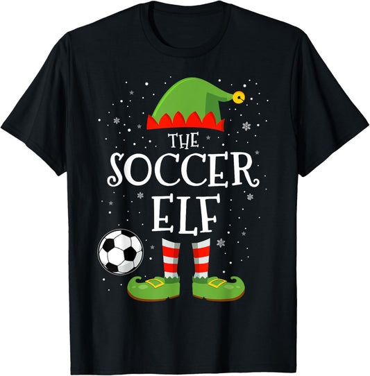 The soccer elf funny christmas matching family pajama T-Shirt - T-Shirt | Black