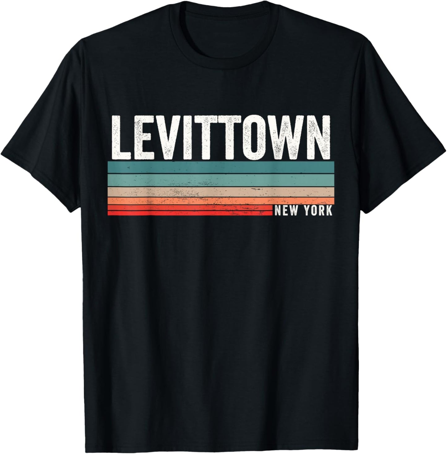 Levittown New York Retro Sunset, Levittown NY, Levittown T-Shirt - T-Shirt | Black