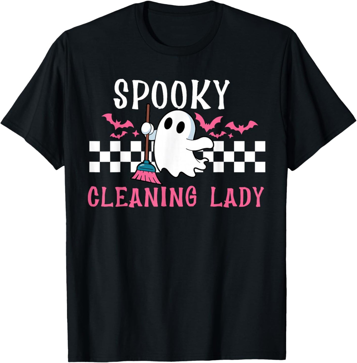 Spooky Cleaning Lady Halloween Housekeeping Cleaner T-Shirt - T-Shirt | Black