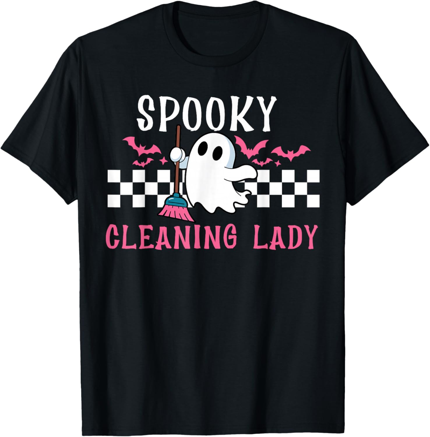 Spooky Cleaning Lady Halloween Housekeeping Cleaner T-Shirt - T-Shirt | Black