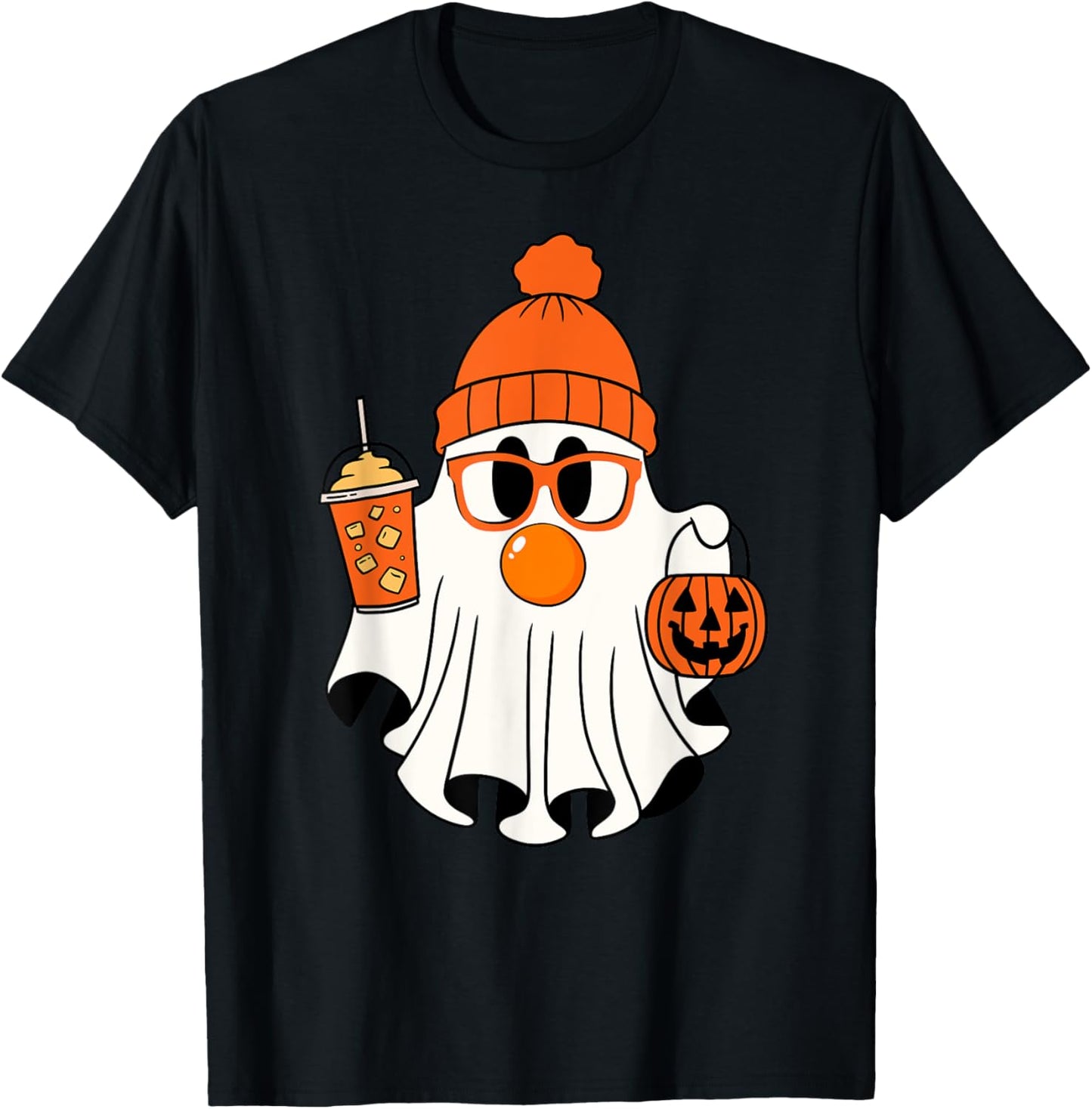 Funny Ghost Blowing Orange Bubble Gum Halloween Costume T-Shirt - T-Shirt | Black